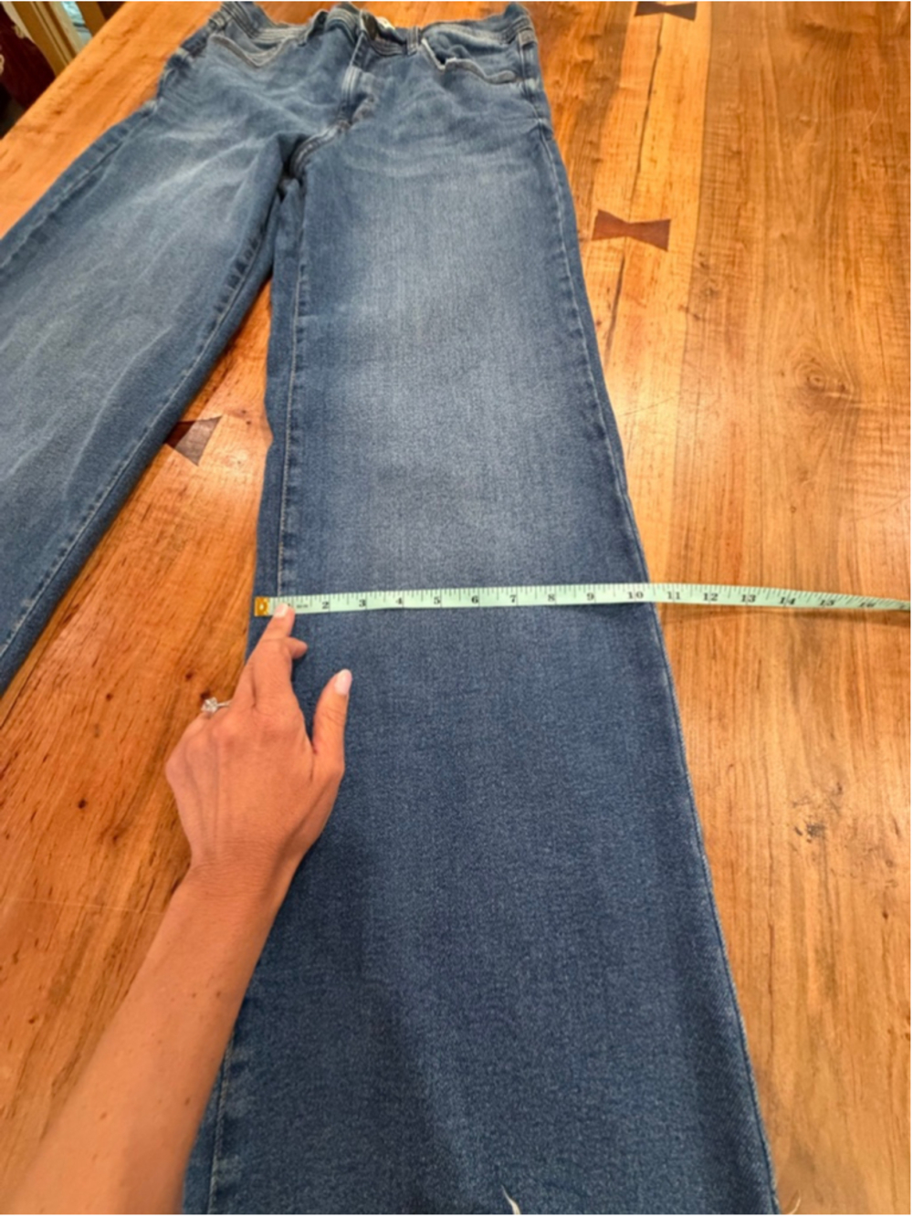 Kensie Jeans The Kaya High Rise Wide Leg Raw Hem Blue Denim Stretch Size 10 / 30 - Picture 9 of 10